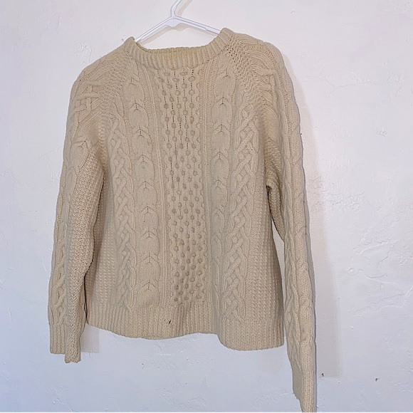 Gap of Dunloe Thick 100% Wool Cable Knit Sweater Vintage Purple Heather Handmade